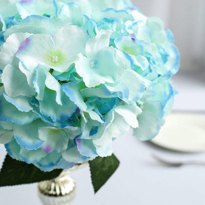 5 Bushes Light Blue Artificial Silk Hydrangea Flower Bouquets