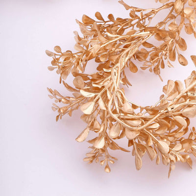 Artificial Boxwood Leaf Hanging Vine 6ft Metallic Gold - Stylish Faux Decorative Table Garland for Backdrops Tablescapes & Floral Installations