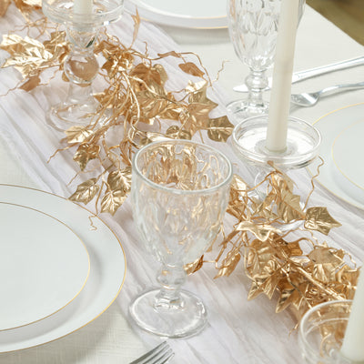Metallic Gold Artificial Ivy Leaves Garland - 6.5ft Hanging Vine for Table, Arch & Backdrop Decor