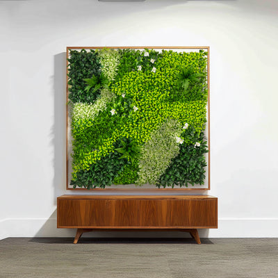 Artificial Boxwood Hedge Panels 40"×40" – Greenery Wall Backdrop with Variegated Leaves and White Flowers, Outdoor UV-Protected Grass Wall Mat – 2 Panels, Covers 22 Sq. Ft.