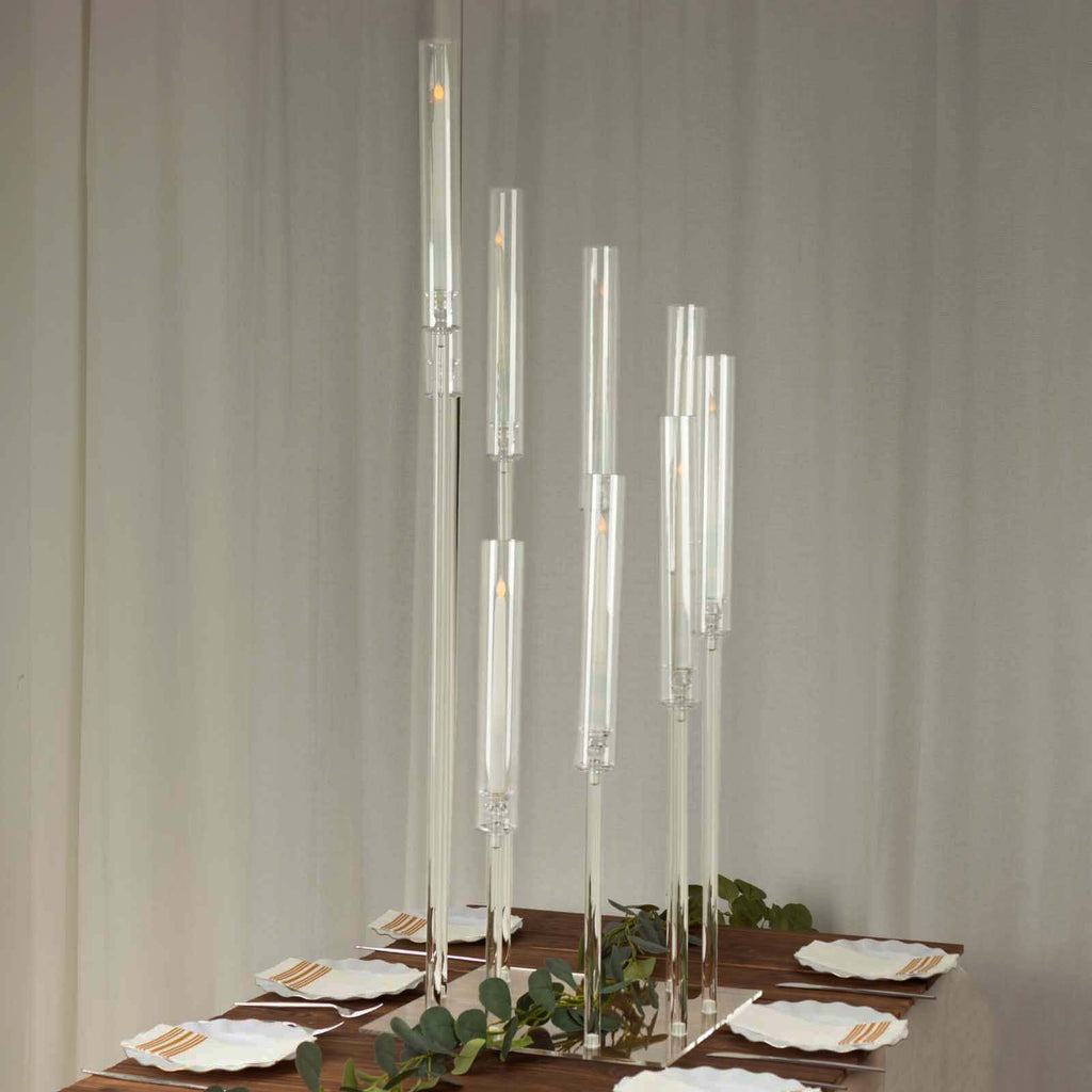 4ft Tall 9-Arm Clear Acrylic Candelabra | eFavormart.com