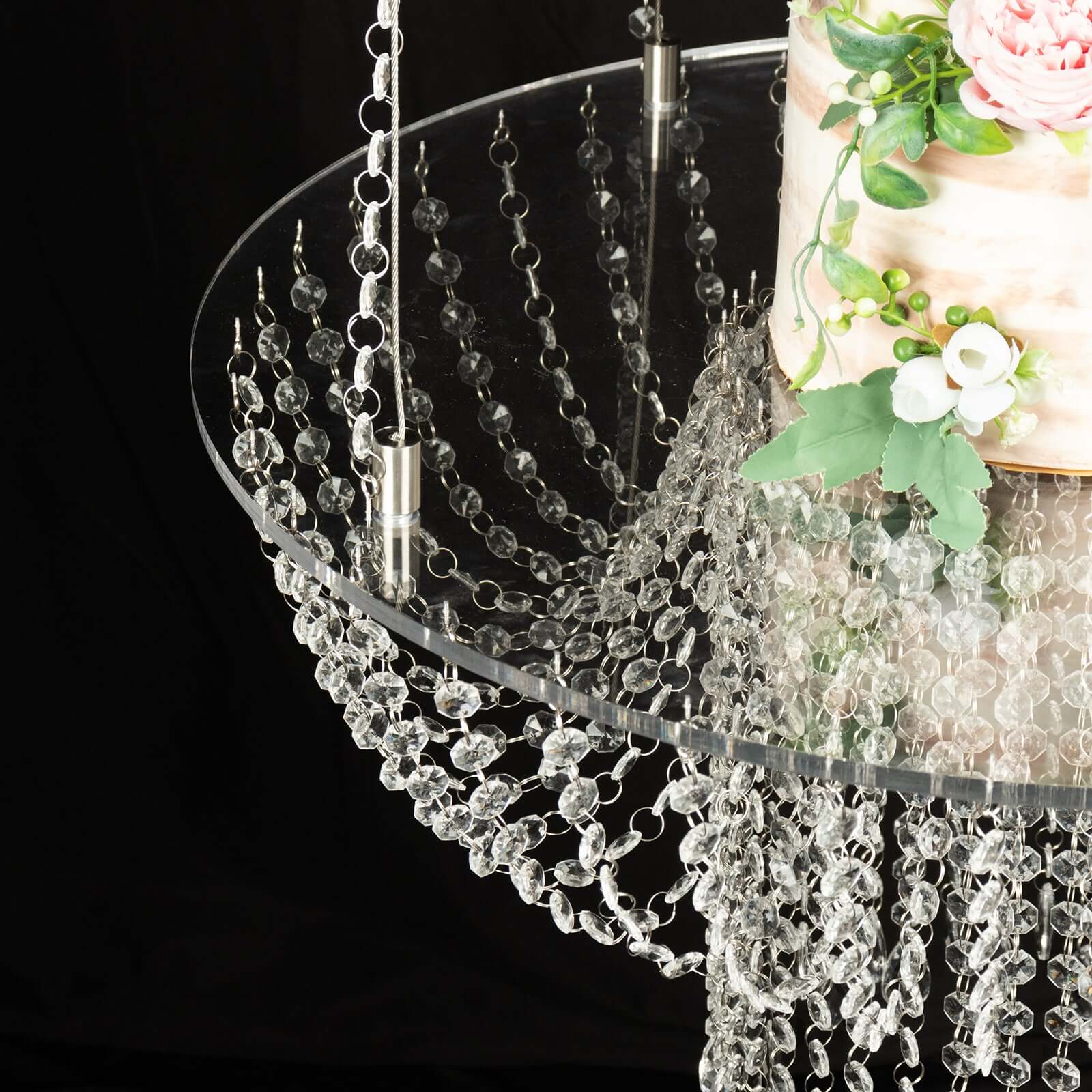 Acrylic Hanging Crystal Chandelier Dessert Stand Drape Suspended Disp eHomemart