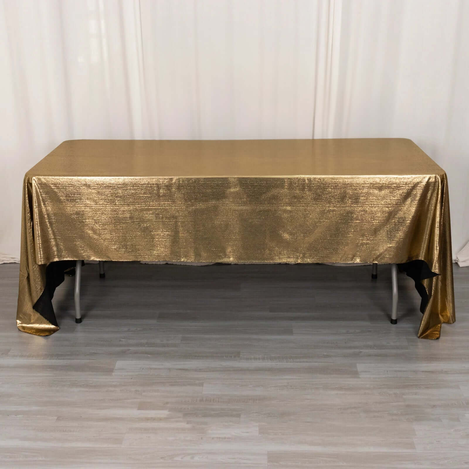 60x126 In Antique Gold Shimmer Sequin Dots Tablecloth | EFavormart.com