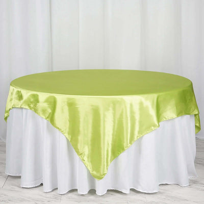 Satin Table Overlay 72"x72" Apple Green - Wrinkle Resistant & Smooth Table Topper