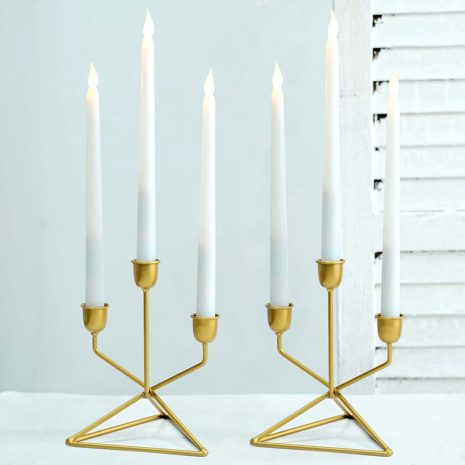 Gold Metal Geometric Taper Candle Holder | eFavormart.com