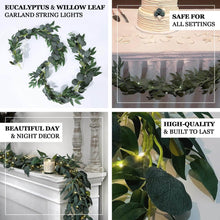 Artificial Eucalyptus Leaf Garland String Lights, Warm White 20 LED Battery Operated Fairy Light 6ft