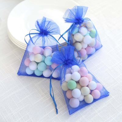 10 Pack Royal Blue Organza Drawstring Wedding Party Favor Gift Bags 4"x6"
