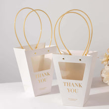 6 Pack Clear Window White Paper Flower Gift Bags With Handles