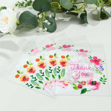 100 Pack Clear White PVC Cookie Candy Bags With Thank You Floral Print