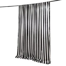 Black White Striped Satin Backdrop Curtain Panel, Glossy Event Photography Background Room Divider