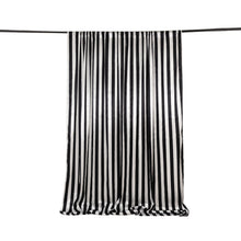 Black White Striped Satin Backdrop Curtain Panel, Glossy Event Photography Background Room Divider