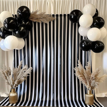 <h3 style="margin-left:0px;"><strong>Sleek Black and White Striped Satin Backdrop Curtain Panel</strong>