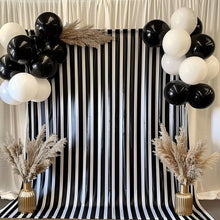 Black White Striped Satin Backdrop Curtain Panel, Glossy Event Photography Background Room Divider