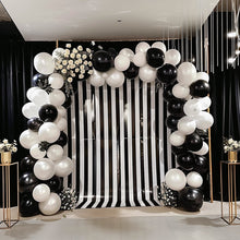 Black White Striped Satin Backdrop Curtain Panel, Glossy Event Photography Background Room Divider