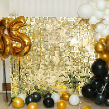 Ritzy Gold Square Sequin Shimmer Wall Photo Backdrop Panels, Party Active Spangle