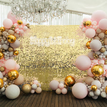 Ritzy Gold Square Sequin Shimmer Wall Photo Backdrop Panels, Party Active Spangle