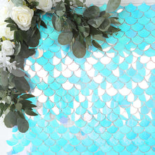 Iridescent Blue Mermaid Scales Sequin Shimmer Wall Photo Backdrop Panels