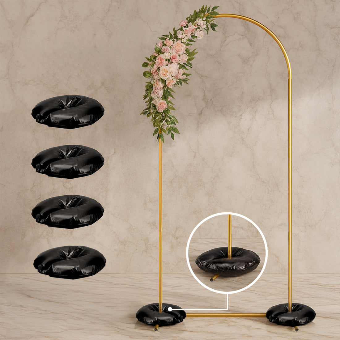 4 Pack Black Water Bags – Heavy Duty Reusable PVC Fillable Base Weights for Balloon