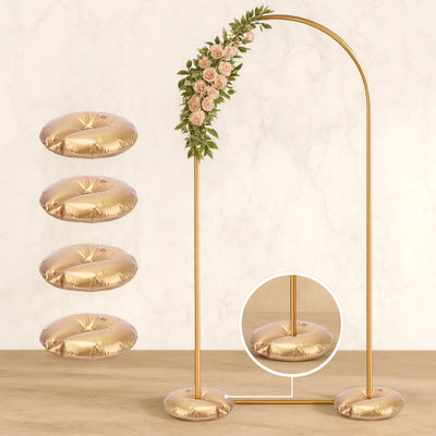 4 Pack Metallic Gold Water Bags – Heavy Duty Reusable PVC Fillable Base Weights for Balloon Columns & Arch Stand Support - 14"