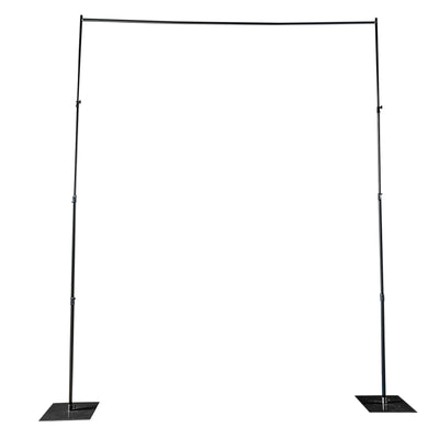 Black Heavy Duty Metal DIY Adjustable Backdrop Stand, Pipe and Drape Photography Background Stand with Flat Steel Bases - 10ftx12ft