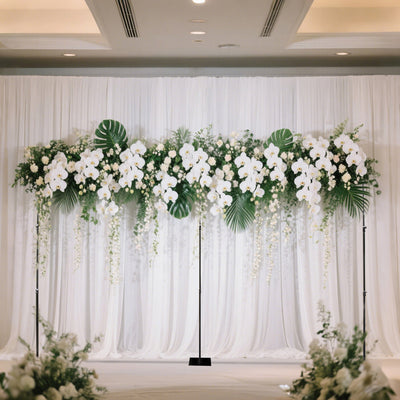 Heavy Duty Metal Backdrop Stand – Black 10ft x 20ft Pipe & Drape Adjustable Photography Background Stand with 3 Flat Steel Bases