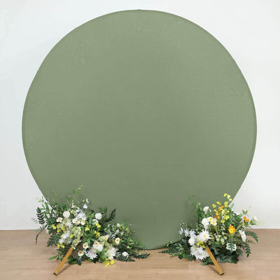 Dusty Sage Green Round Spandex Fit Wedding Backdrop Stand Cover 7.5ft