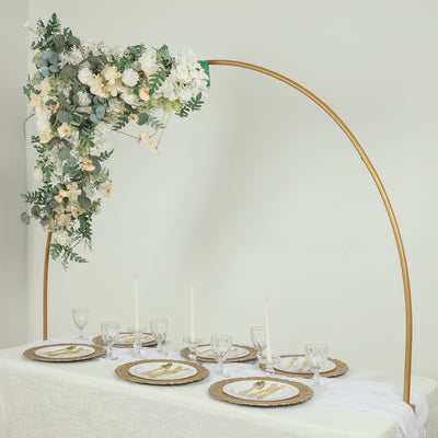 Gold Metal Over-The-Table Rod Stand with Clamps, Round Top Balloon Arch Flower Stand for Wedding and Party Decorations - 4ftx6ft