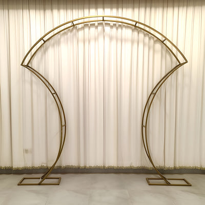 7ft Double-Curved Metal Arch Frame – Gold Backdrop, Balloon & Flower Arrangement Display Stand