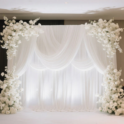 Pipe and Drape Backdrop Stand with Double Cross Bars, Adjustable Silver Aluminum Frame Support System 12ft x 12ft with Heavy Steel Bases