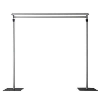Pipe and Drape Backdrop Stand with Double Cross Bars, Adjustable Silver Aluminum Frame Support System 12ft x 12ft with Heavy Steel Bases