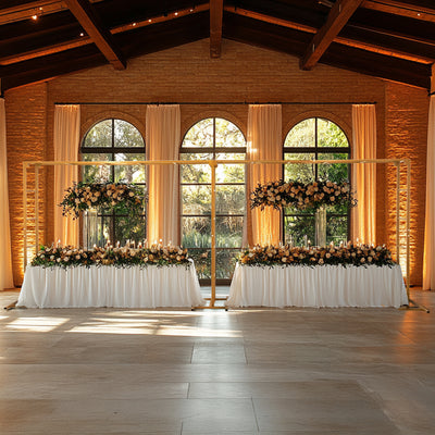 Gold Rectangular Arbor - Freestanding 6' High Over the Table Stand, Backdrop Stand with Double Frame for Floral Balloon Décor - 6ftx16ft