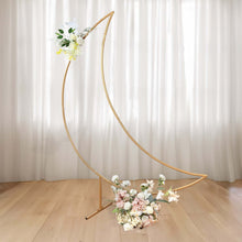 Gold Metal Crescent Moon Wedding Arch Backdrop Stand, Curved Arbor Floral Balloon Frame