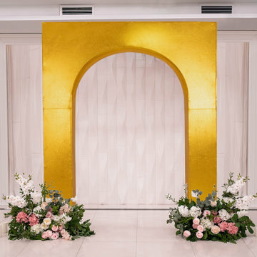 Gold Metallic Spandex Wedding Arch Cover for Arc de Triomphe Stand, Stretch Fitted Floral Balloon Frame Backdrop Stand Cover - 7ft