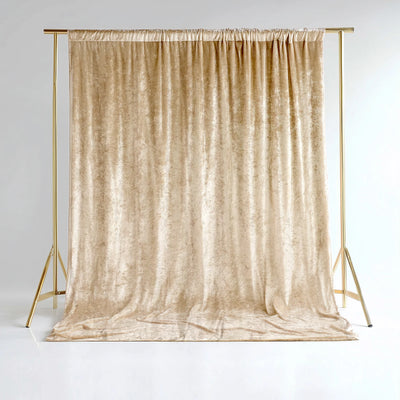 Crushed Velvet Backdrop Curtain – Beige 5ft x 10ft Event Drape with Rod Pocket, Privacy Panel for Photo Booths & Events