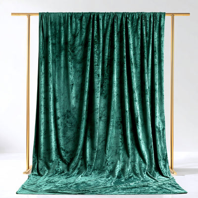 Crushed Velvet Backdrop Curtain – Hunter Emerald Green 5ft x 14ft Event Drape with Rod Pocket, Privacy Panel for Photo Booths & Events