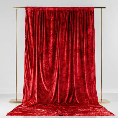 Crushed Velvet Backdrop Curtain – Red 5ft x 14ft Event Drape with Rod Pocket, Privacy Panel for Photo Booths & Events