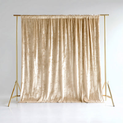 Crushed Velvet Backdrop Curtain – Beige 8ft x 8ft Event Drape with Rod Pocket, Privacy Panel for Photo Booths & Events
