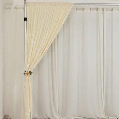 Crushed Velvet Backdrop Curtain – Ivory 8ft x 8ft Event Drape with Rod Pocket, Privacy Panel for Photo Booths & Events