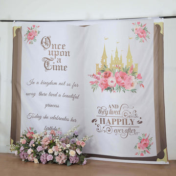 Fairy Tale Book Vinyl Photography Backdrop, Once Upon a Time Princess Theme Party Photo Shoot Background - 8ftx7ft