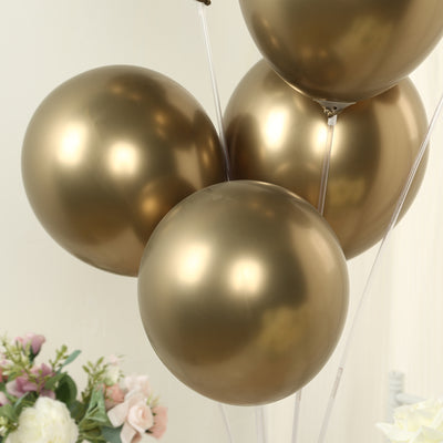 50 Pack Metallic Champagne Biodegradable Balloons, Thick Chrome Latex Party Balloons - 12"