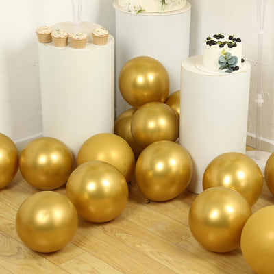 50 Pack Metallic Gold Biodegradable Balloons, Thick Chrome Latex Party Balloons - 12"