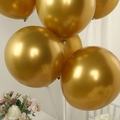 50 Pack Metallic Gold Biodegradable Balloons, Thick Chrome Latex Party Balloons - 12"