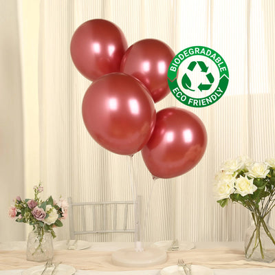 50 Pack Metallic Pink Biodegradable Balloons, Thick Chrome Latex Party Balloons - 12"