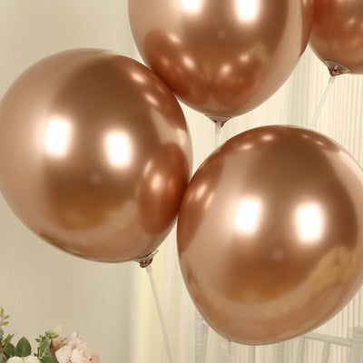 50 Pack Metallic Rose Gold Biodegradable Balloons, Thick Chrome Latex Party Balloons - 12"