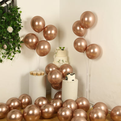 50 Pack Metallic Rose Gold Biodegradable Balloons, Thick Chrome Latex Party Balloons - 12"
