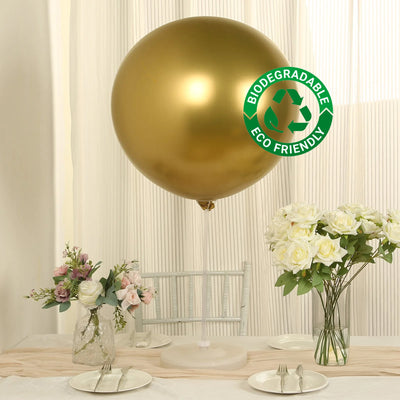 5 Pack Metallic Chrome Gold Biodegradable Balloons, Large Round Eco-friendly Thickened Latex Party Balloons - 36"