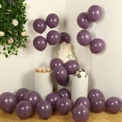 50 Pack Matte Pastel Violet Amethyst Biodegradable Balloons, Round Eco-friendly Thick Latex Party Balloons - 12"