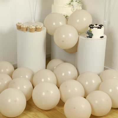 50 Pack Matte Pastel Beige Biodegradable Balloons, Round Eco-friendly Thick Latex Party Balloons - 12"