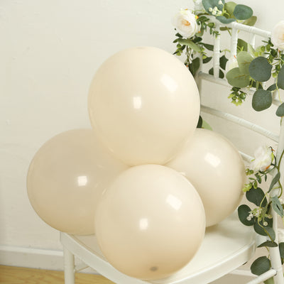 50 Pack Matte Pastel Beige Biodegradable Balloons, Round Eco-friendly Thick Latex Party Balloons - 12"