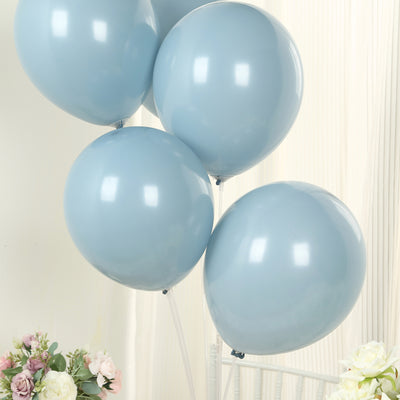 50 Pack Matte Pastel Dusty Blue Biodegradable Balloons, Round Eco-friendly Thick Latex Party Balloons - 12"